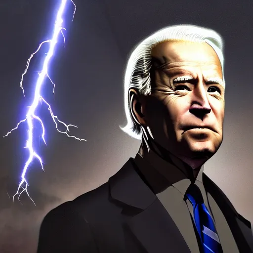 Image similar to dark wizard Joe Biden with lightning propaganda poster, UHD, hyperrealistic render, highly detailed, 4k, artstation, still photo