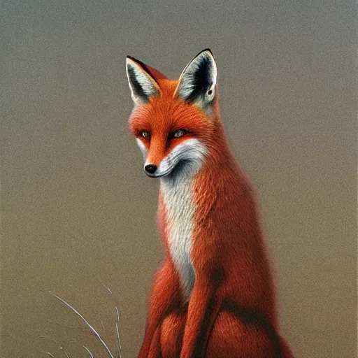 Image similar to fox by zdzisław beksiński