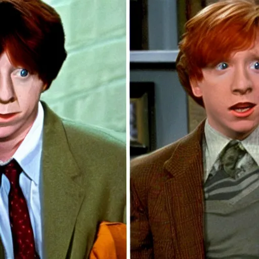 Prompt: ron weasley on an episode of seinfeld, sitcom,