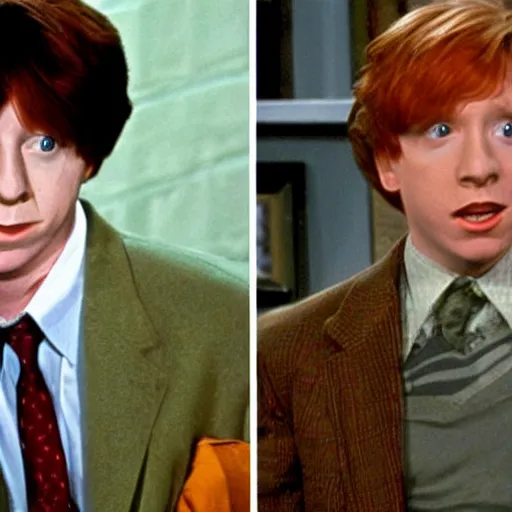 Image similar to ron weasley on an episode of seinfeld, sitcom,