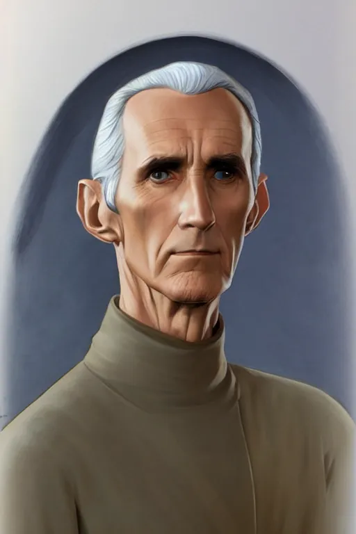 Image similar to ralph mcquarrie concept art portrait of jedi master wilhuff tarkin