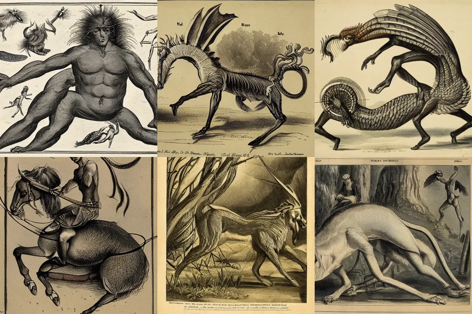 Prompt: 19th century encyclopedia drawings of mythological creatures