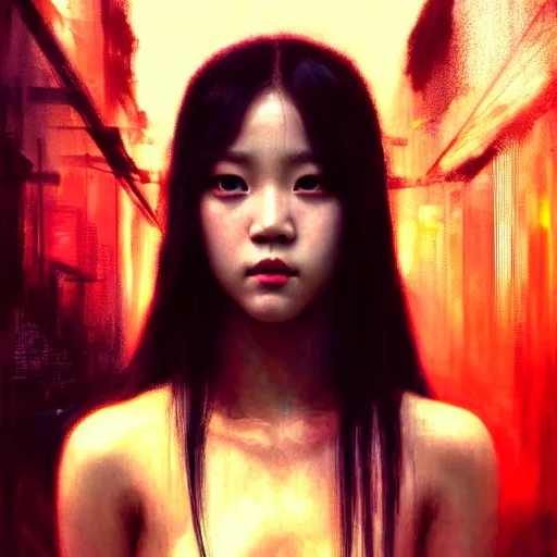 Image similar to jisoo of blackpink, hyperrealistic portrait, bladerunner street, art of elysium by jeremy mann and alphonse mucha, fantasy art, photo realistic, dynamic lighting, artstation, poster, volumetric lighting, very detailed face, 8 k, award winning