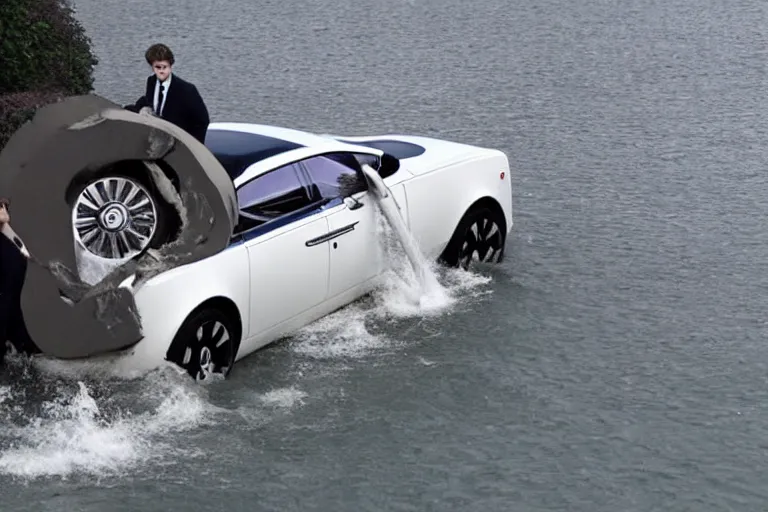 Image similar to stoned teenagers decided to drown Rolls-Royce