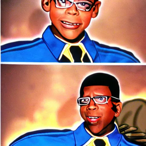 Image similar to steve urkle terminator 1 9 8 0 s children's show, detailed facial expressions