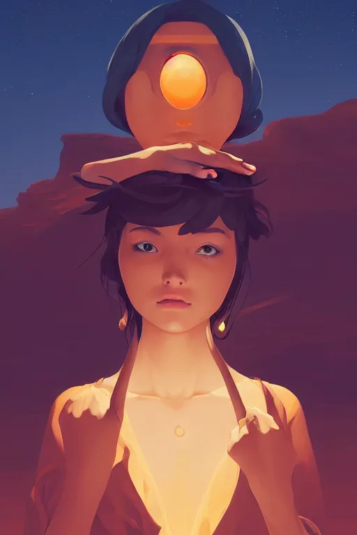 Image similar to single beautiful hermit in the desert, smooth face, centered median photoshop filter cutout vector behance hd by artgerm, jesper ejsing, by rhads, makoto shinkai and lois van baarle, ilya kuvshinov, rossdraws, illustration, art by ilya kuvshinov and gustav klimt