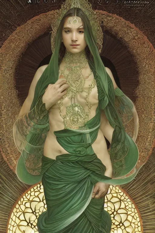 Image similar to no figure!!!!!!! | ultra realistic illustration, a jade statue of sacred geometry, intricate, elegant, highly detailed, digital painting, artstation, concept art, smooth, sharp focus, illustration, art by artgerm and greg rutkowski and alphonse mucha