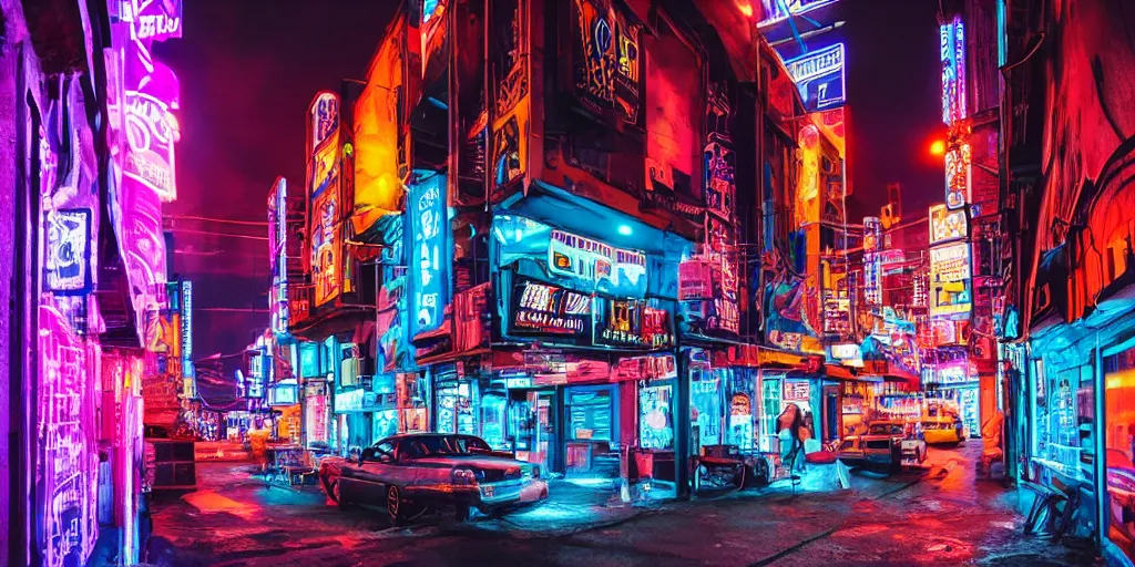Image similar to black blue neon cyberpunk city on north atlantic island, lights