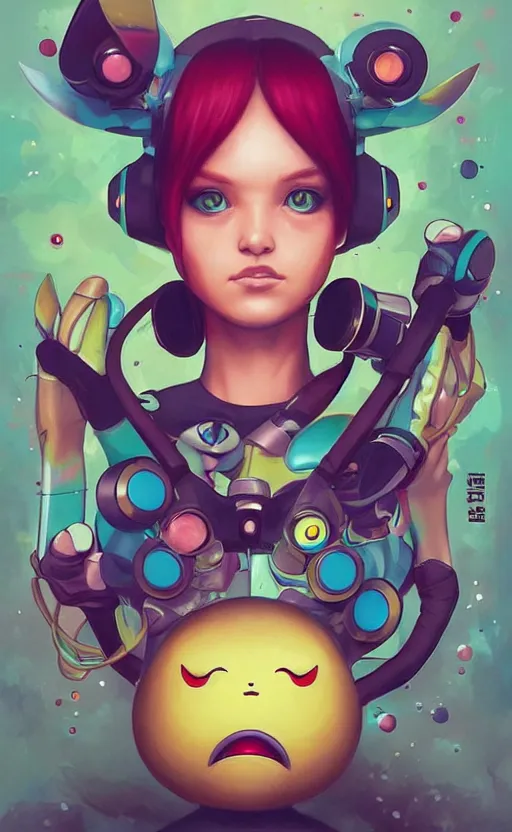 Image similar to lofi BioPunk Pokemon Pikachu portrait Pixar style by Tristan Eaton_Stanley Artgerm and Tom Bagshaw,