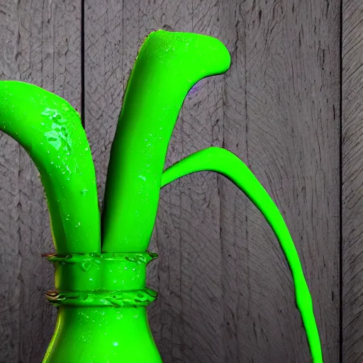 Image similar to wood cane with green slime on it, octane render