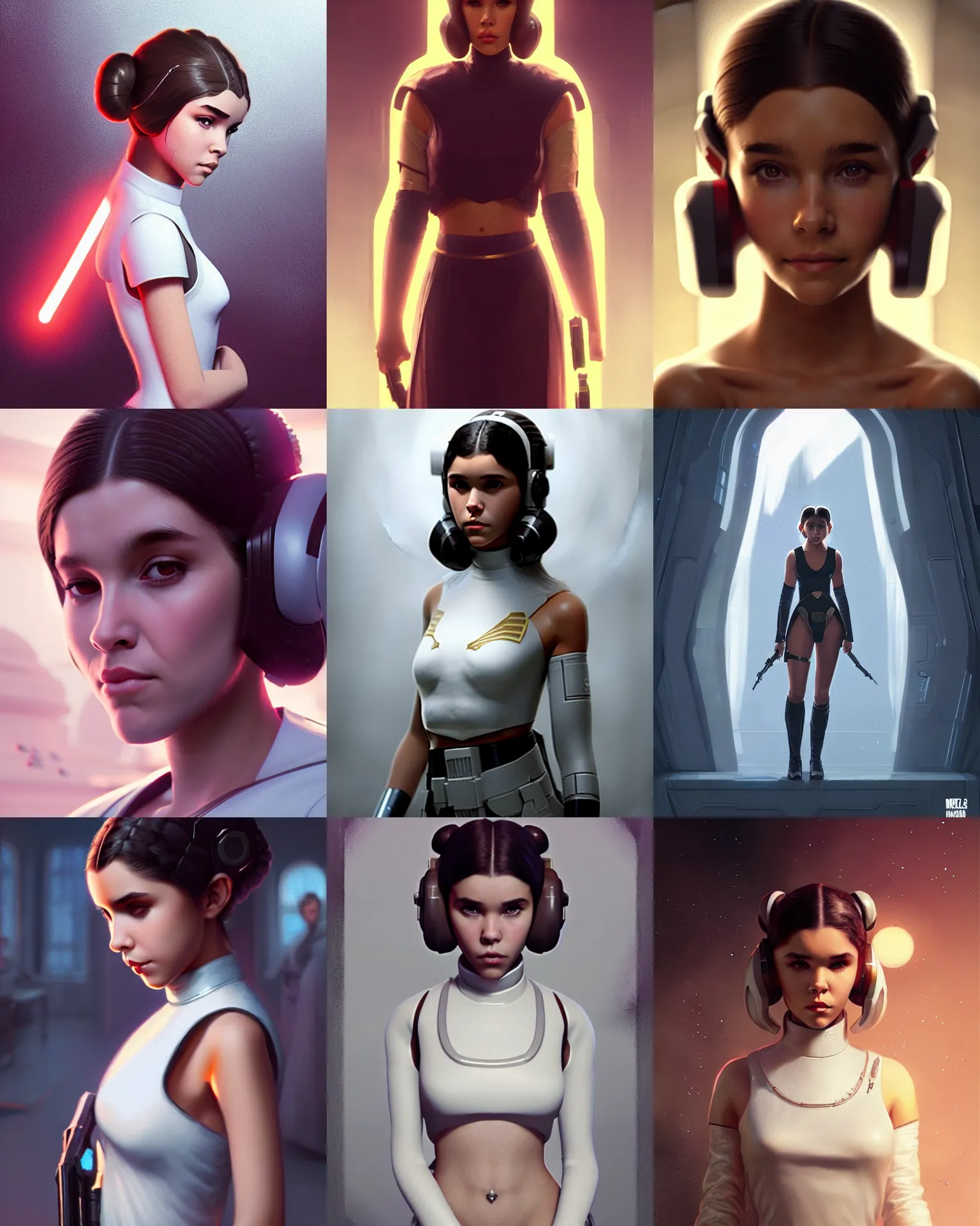 Prompt: madison beer : : young woman : : as princess leia by marvel : : by greg rutkowski, wlop, unreal engine : :