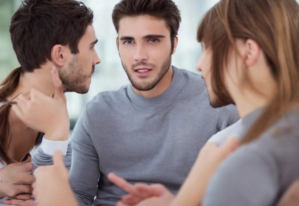 Image similar to attractive guy trying to talk to a girl, hd, high detailed