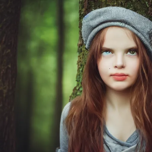 Image similar to detailed cute girl in a forest, detailed face, sharp focus, sharp, hd