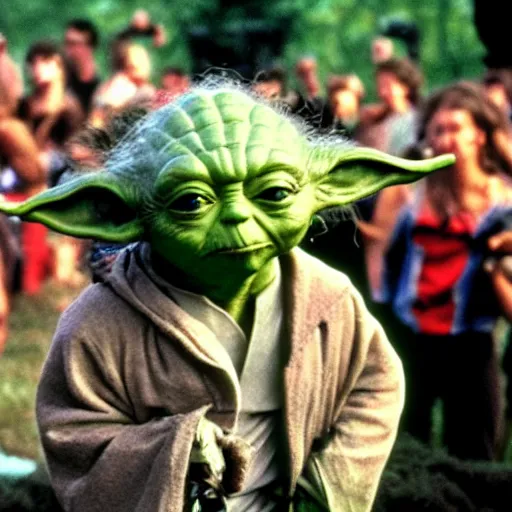 Image similar to yoda performing at woodstock