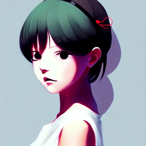 Image similar to elegant girl in urban outfit, cute fine face, digital painting, fan art, anime, pixiv, by Ilya Kuvshinov, by Studio Ghibli