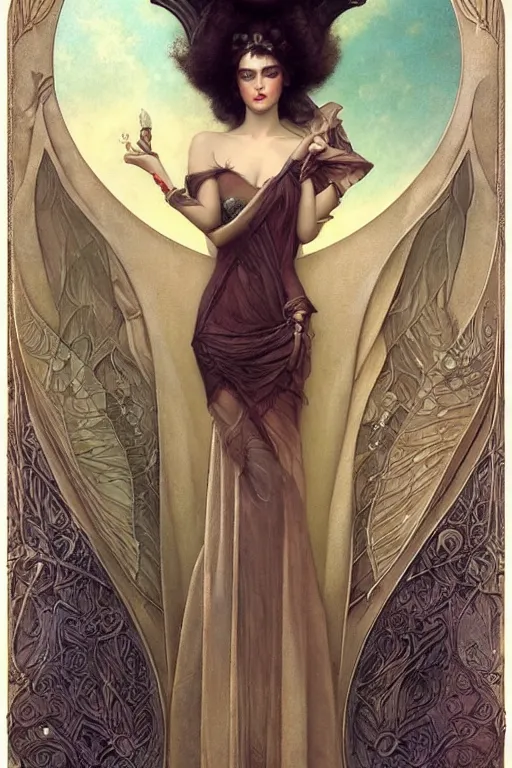 Prompt: by Tom Bagshaw in the style of Gaston Bussière, art nouveau, art deco