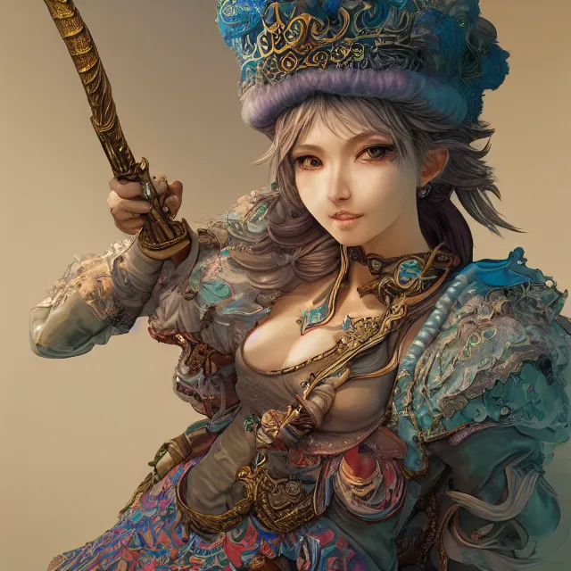 Prompt: studio portrait of neutral good colorful female cleric bard healer as absurdly beautiful, gorgeous, elegant, gravure idol, an ultrafine hyperdetailed illustration by kim jung gi, irakli nadar, intricate linework, sharp focus, bright colors, octopath traveler, final fantasy, unreal engine 5 highly rendered, global illumination, radiant light, detailed and intricate environment