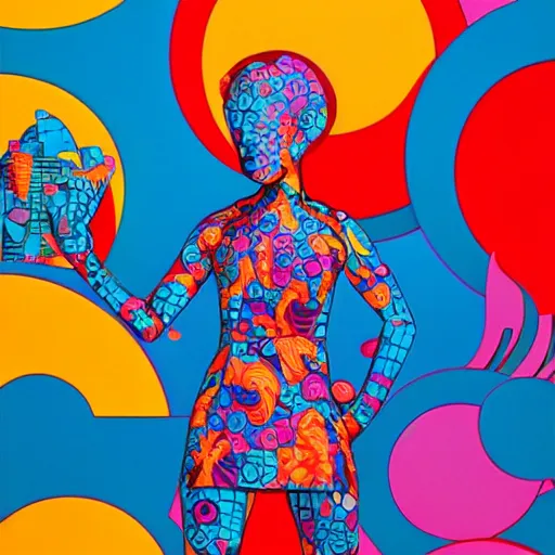 Image similar to modern sculpture visionary art color and shapes by tristan eaton and james jean, chiho aoshima color scheme