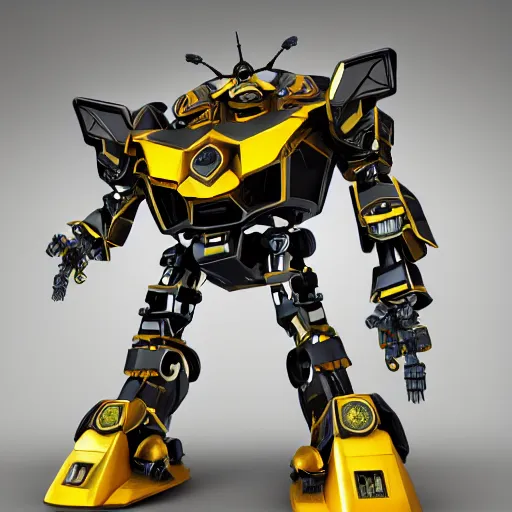 Prompt: highly detailed, intricate, well defined, symmetrical, coherent, full body, head, face, composed of rectangular polygonal geometrical geometry, mecha bumble bee, mechanic robotic bumble bee, 4 k, octane render