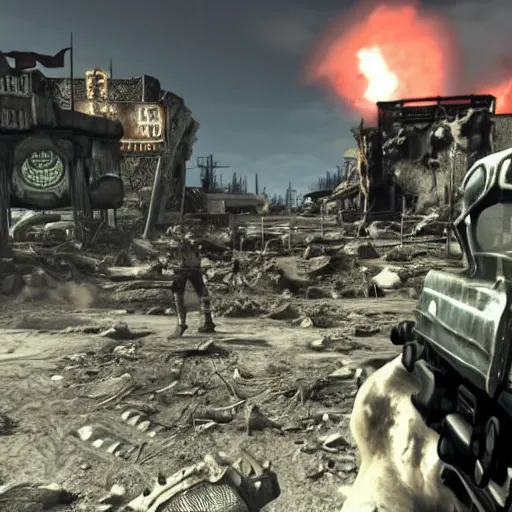 Image similar to screenshot of fallout : new vegas remastered - 2 0 2 7