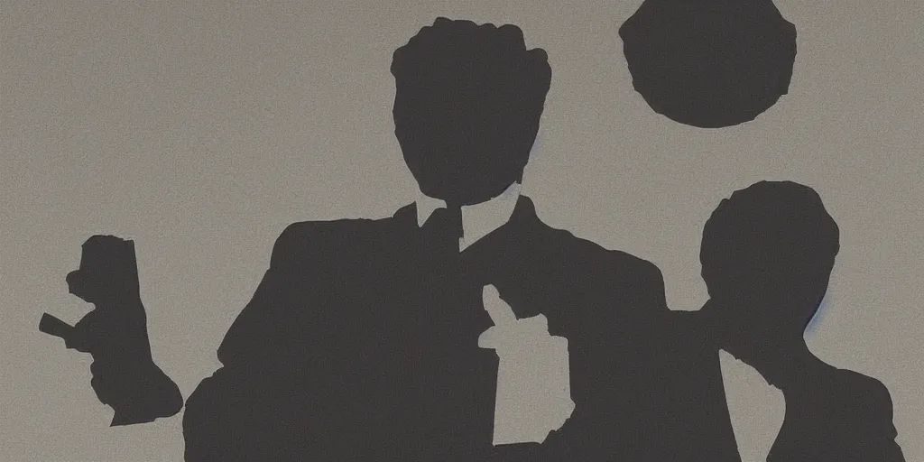 Image similar to kim jong - il silhouette, 1 9 6 0 s pyongyang, film noir in the style of ghost in the shell by mamoru oshii