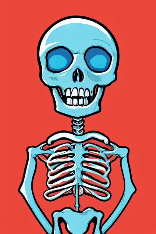 Prompt: Drug addict skeleton, sticker, andromorphic, colorful, illustration, highly detailed, simple, smooth and clean vector curves, no jagged lines, vector art, smooth