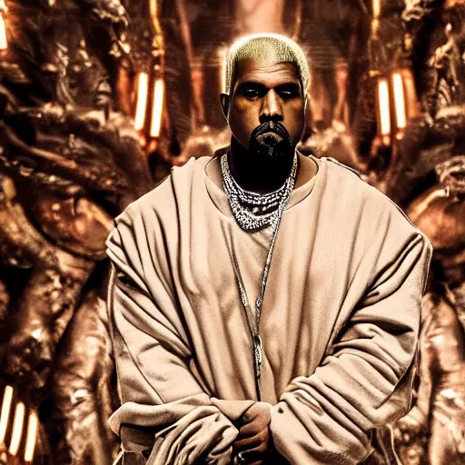 Image similar to kanye west as god, Cinematic, Portrait, Ultra-HD, Beautiful Lighting, insanely detailed and intricate, hypermaximalist, elegant, ornate, hyper realistic, super detailed