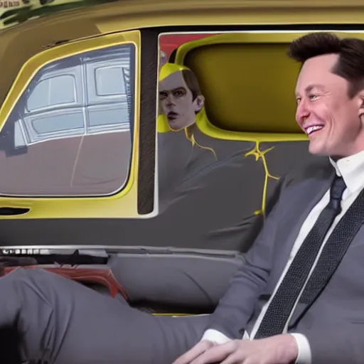 Prompt: hyperrealistic illustration of Jim Carrey as Elon Musk in an new documentary