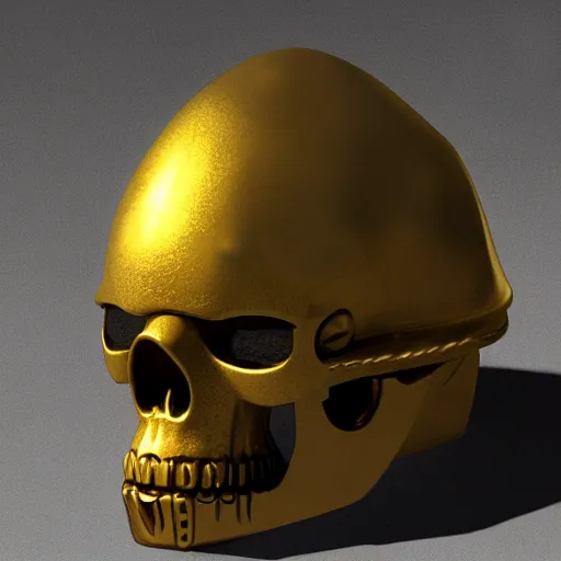 Prompt: 3d render of gold skull knight helmet, hyper realistic, unreal, craig mullins, alex boyd, lord of the rings, game of thrones, dark souls, artstation, warhammer, unreal