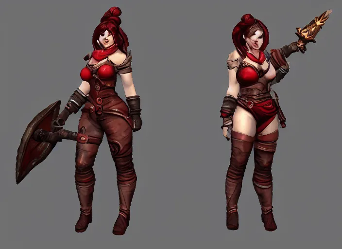 Prompt: curvy female brawler, wolcen style