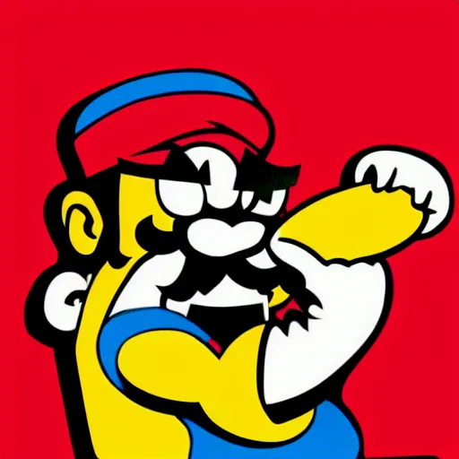 Image similar to wario eating a hot dog stencil art