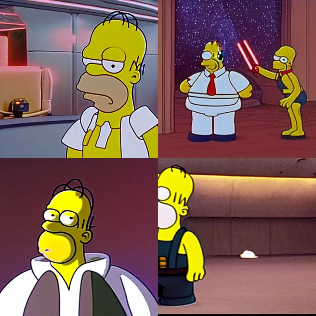Prompt: Homer Simpson in the movie Star Wars A new hope