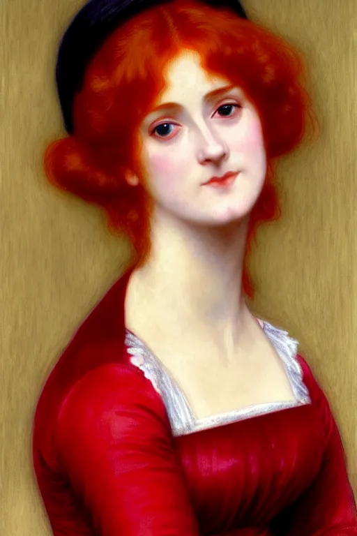 Image similar to jane austen red hair, painting by rossetti bouguereau, detailed art, artstation