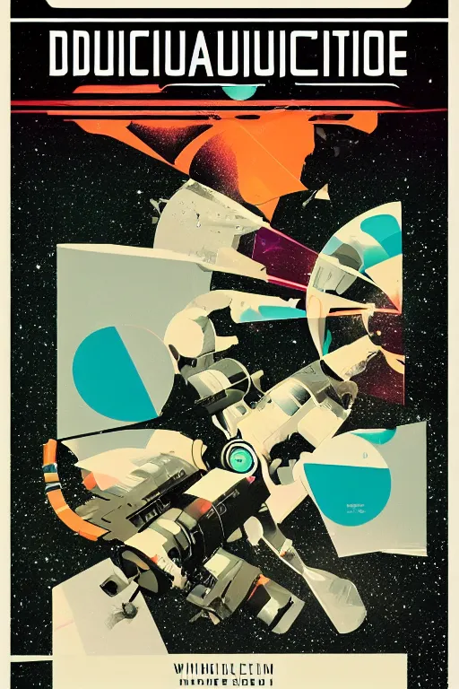 Image similar to futuristic distraction poster by Steve Thomas and Mike beeple Winklemann, screen print