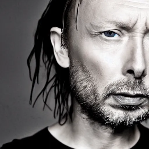 Image similar to thom yorke face made off carbonara, more details, more spaghetti,