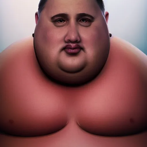 Prompt: hyperrealistic portait of obese stephen segal, photorealistic, rendered in octane, rendered in unreal engine, 4 k, beautiful colors, award winning, artstation, highly detailed, grotesque