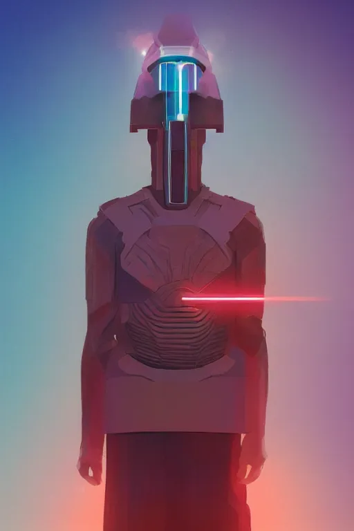 Prompt: full body prince of egypt, blade runner 2 0 4 9, scorched earth, cassette futurism, modular synthesizer helmet, the grand budapest hotel, glow, digital art, artstation, pop art, by hsiao - ron cheng