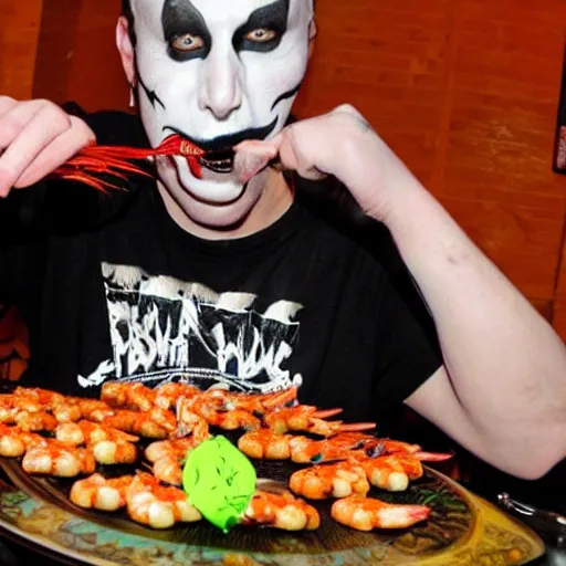 Image similar to juggalo eating prawns