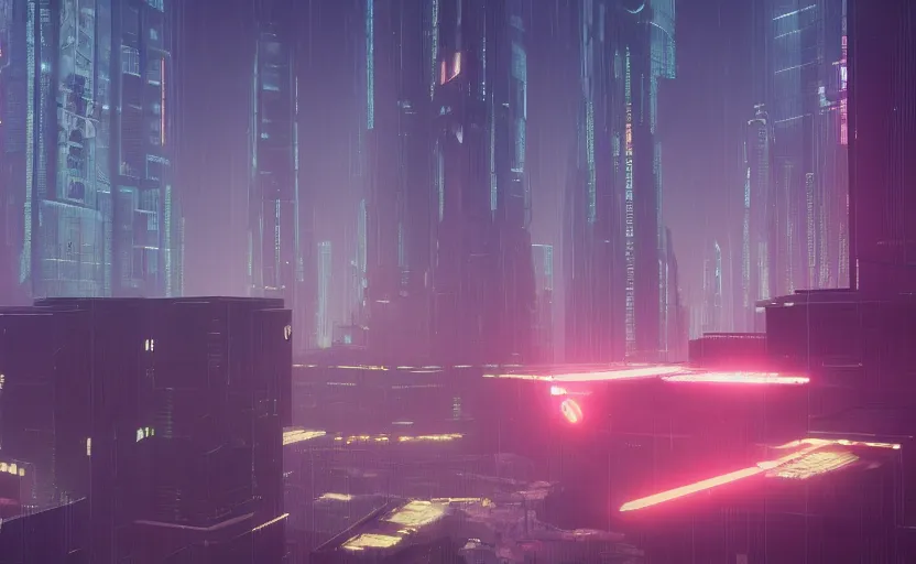 Prompt: A futuristic brutalist blade runner 2049 city, rendered by Beeple, synthwave style, environment concept, digital art, unreal engine, WLOP, trending on artstation, 4K UHD image,