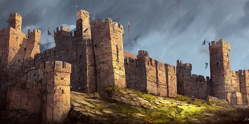 Prompt: medieval fortress, art by sparth