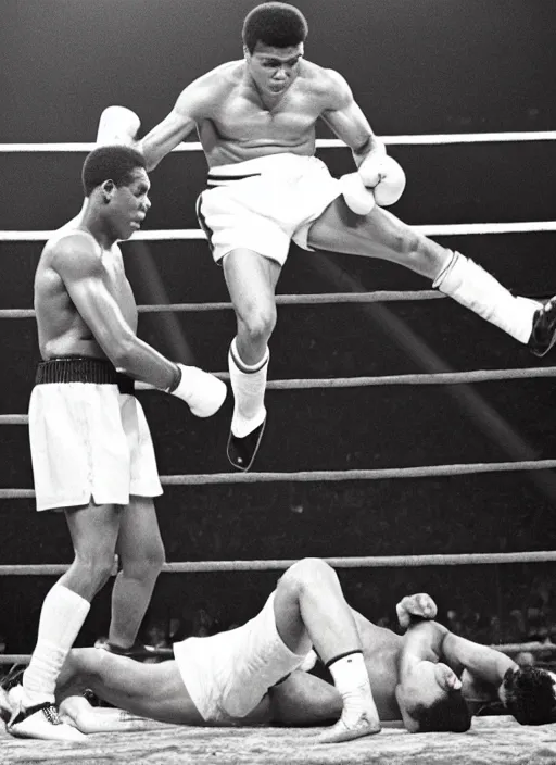 Image similar to film still of cristiano ronaldo as muhammed ali after knocking out sonny liston, 4