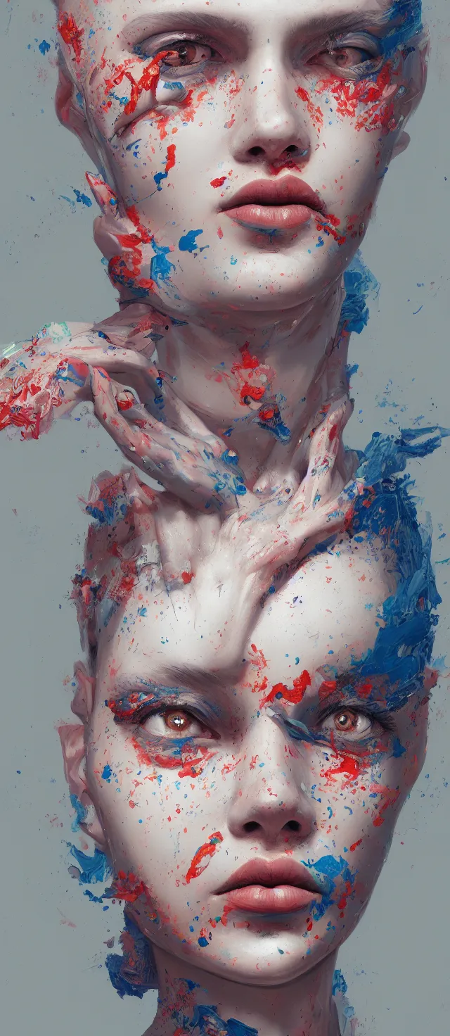 Prompt: excellent painted portrait by james jean, high quality masterpiece painted, patterned background, 4 k, trending on artstation, octane render,