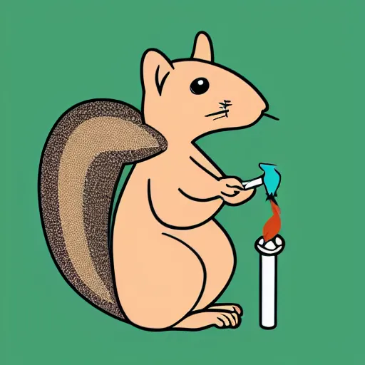 Prompt: cartoon squirrel smoking a cigarette, centered, face