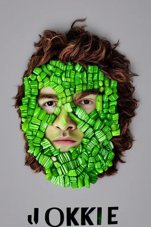 Image similar to 📷 joe keery made of kiwi fruit 🥝, made of food, head portrait, dynamic lighting, 4 k