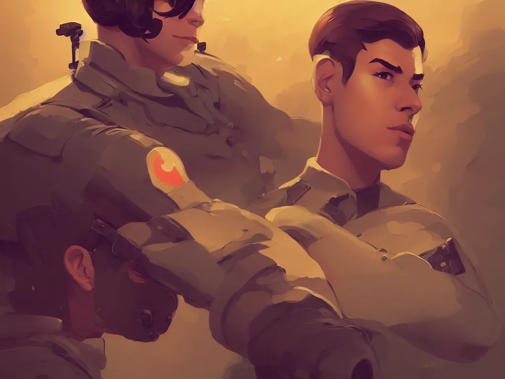 Prompt: soldier, smooth face, centered median photoshop filter cutout vector behance hd by artgerm, jesper ejsing, by rhads, makoto shinkai and lois van baarle, ilya kuvshinov, rossdraws, illustration, art by ilya kuvshinov and gustav klimt