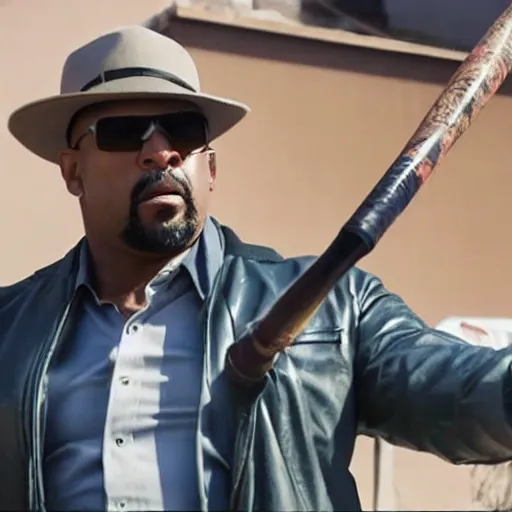 Image similar to Still of Big Smoke wielding a baseball bat in Better Call Saul