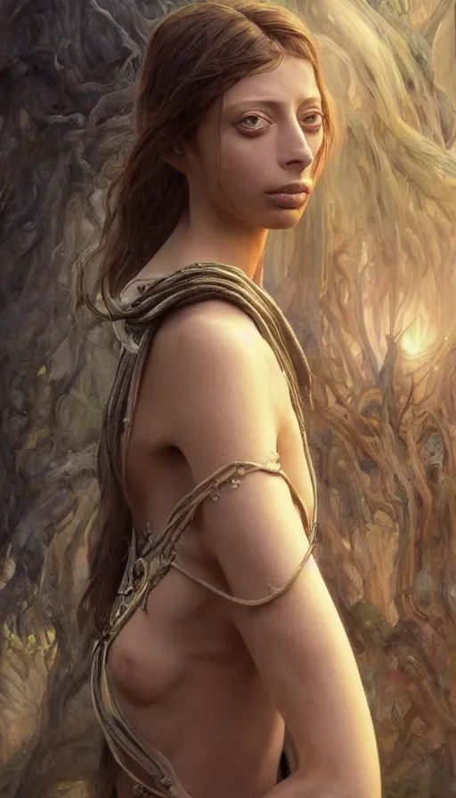 Image similar to epic masterpiece beautiful angela sarafyan, sweaty skin, hyperrealistic, octane render, cinematic, beautiful face and flawless skin, perfect hands, 5 fingers, by edgar maxence and ross tran and michael whelan, legends of runeterra