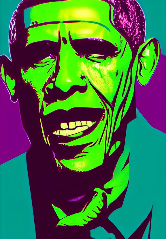 Image similar to Obama Hulk by Beeple with a little Andy Warhol influence