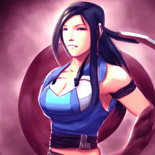 Image similar to high quality artwork of tifa lockhart dressed as korra, trending on artstartion