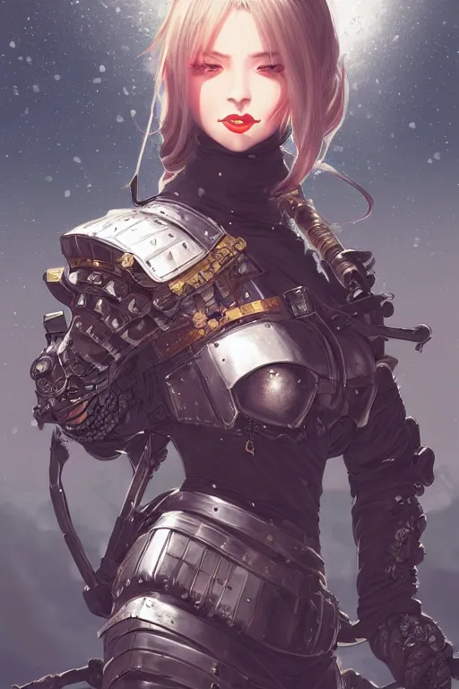 Prompt: portrait ninja gaiden girl, armored dieselpunk wardrobe, at snowy fuji mountain moonlight, ssci - fi and fantasy, intricate and very beautiful and elegant, highly detailed, digital painting, artstation, concept art, smooth and sharp focus, illustration, art by tian zi and alphonse mucha and wlop
